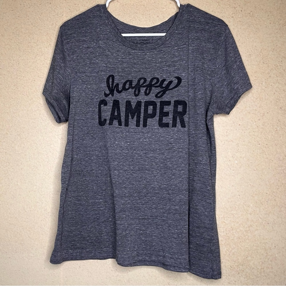 Dark Grey Short Sleeve Happy Camper Tee